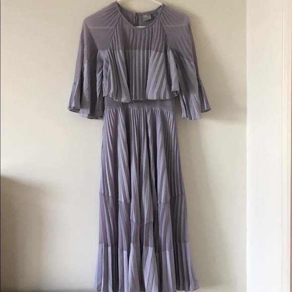 pleated crop top midi dress